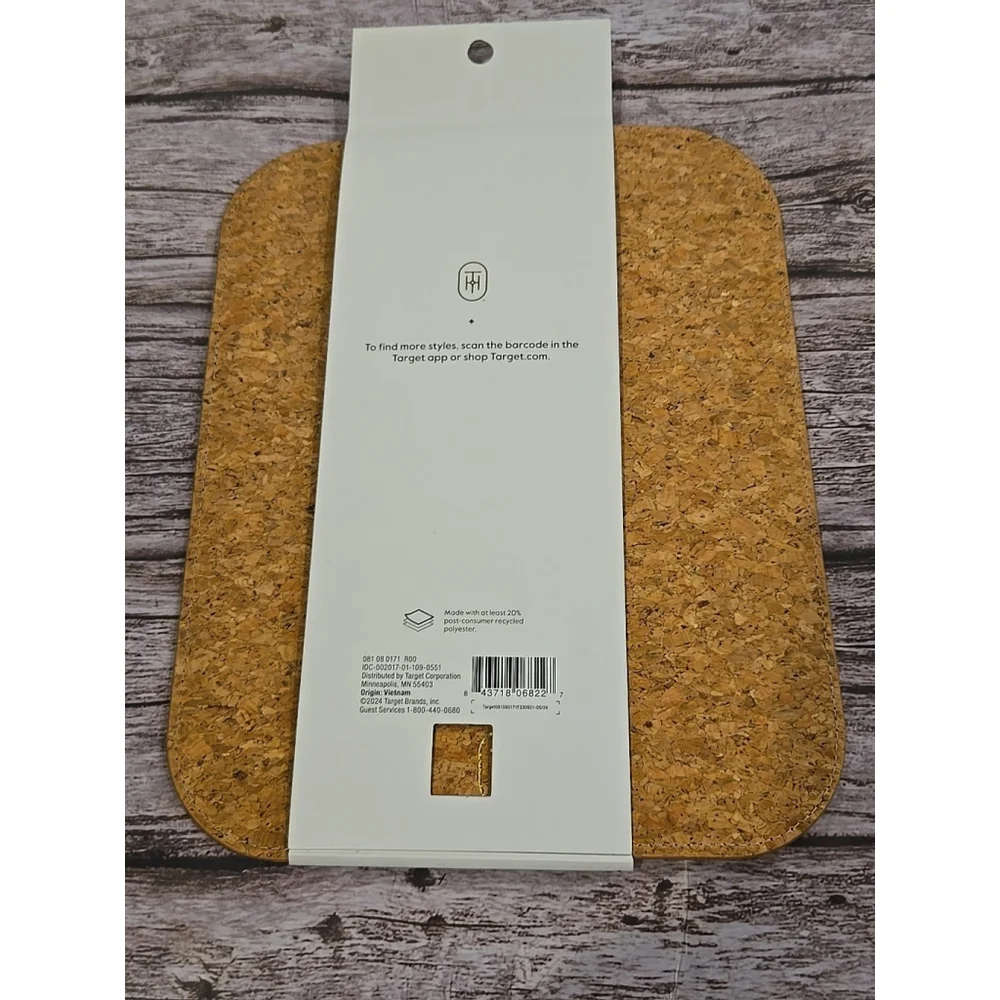 Threshold Mouse Pad Faux Leather Tan Color Cork Backing New (206)